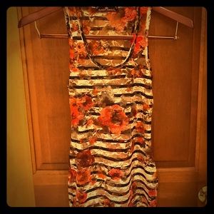 Almost Famous Rose Stripe lace tank top